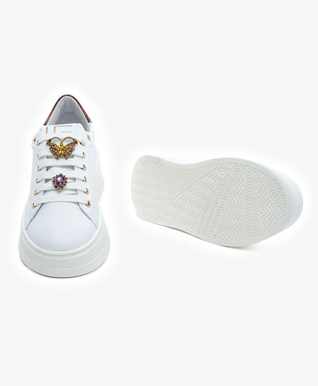 Kadın Beyaz Bakır Hakiki Deri Spor Ayakkabı - 6