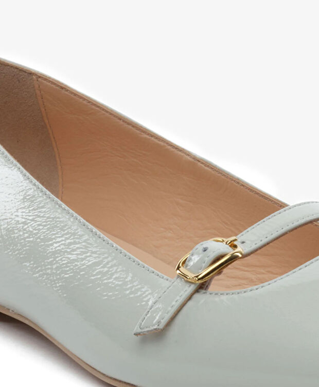 Kadın Beyaz Kırışık Rugan Hakiki Deri Babet - 5