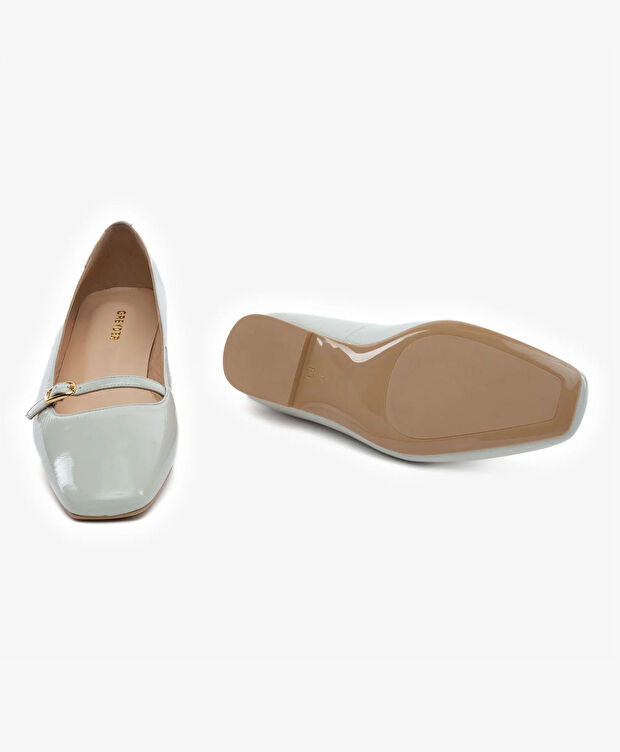 Kadın Beyaz Kırışık Rugan Hakiki Deri Babet - 6