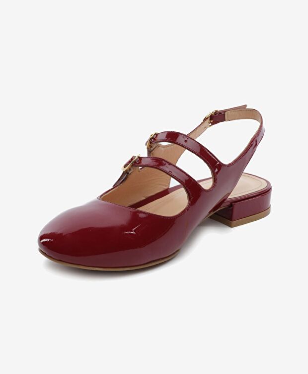 Kadın Koyu Bordo Kırışık Rugan Hakiki Deri Klasik Ayakkabı - 3