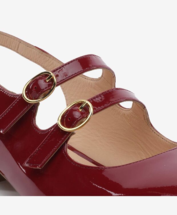 Kadın Koyu Bordo Kırışık Rugan Hakiki Deri Klasik Ayakkabı - 5