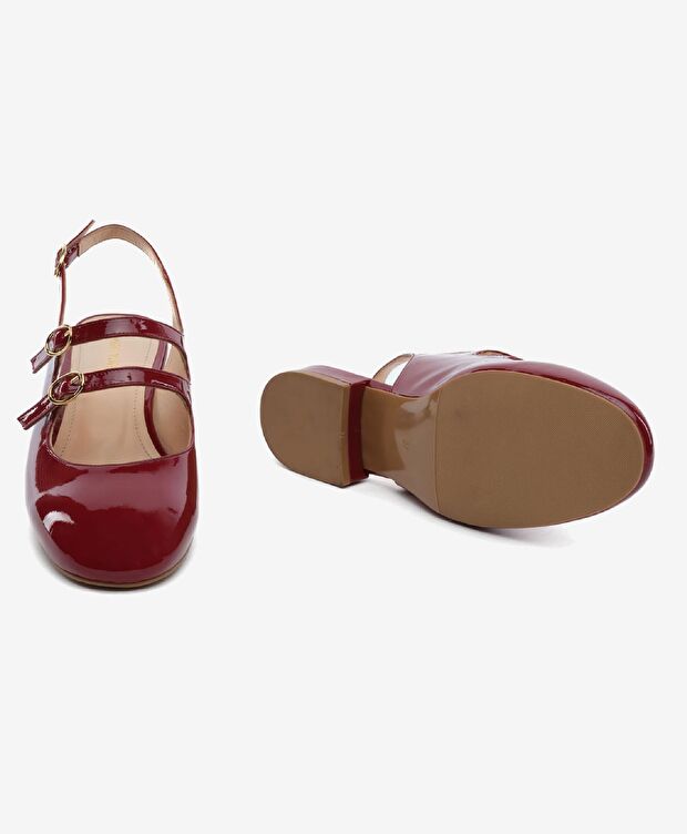 Kadın Koyu Bordo Kırışık Rugan Hakiki Deri Klasik Ayakkabı - 6