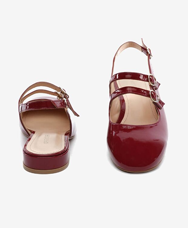 Kadın Koyu Bordo Kırışık Rugan Hakiki Deri Klasik Ayakkabı - 7