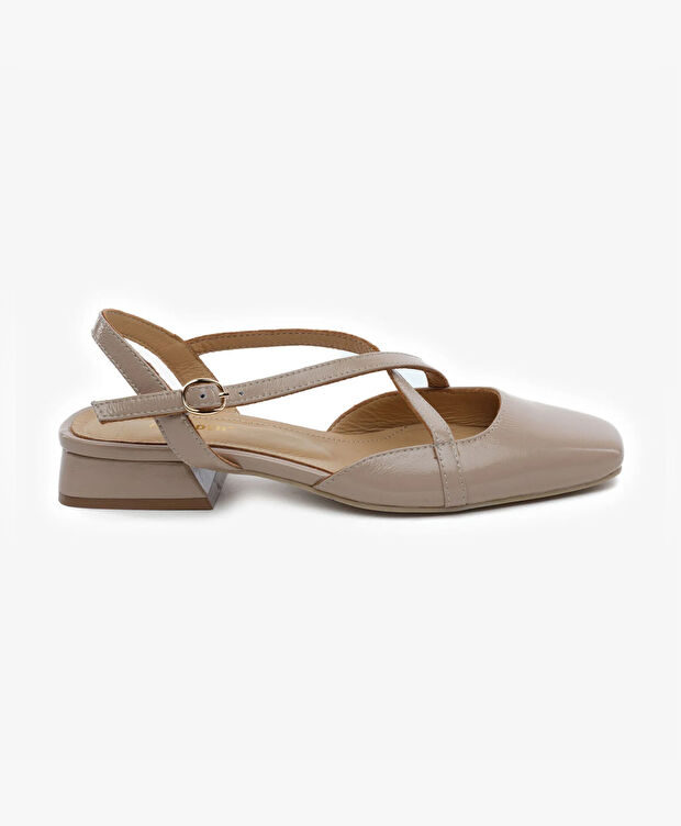 Kadın Vizon Kırışık Rugan Hakiki Deri Babet - 1