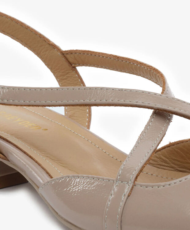 Kadın Vizon Kırışık Rugan Hakiki Deri Babet - 5