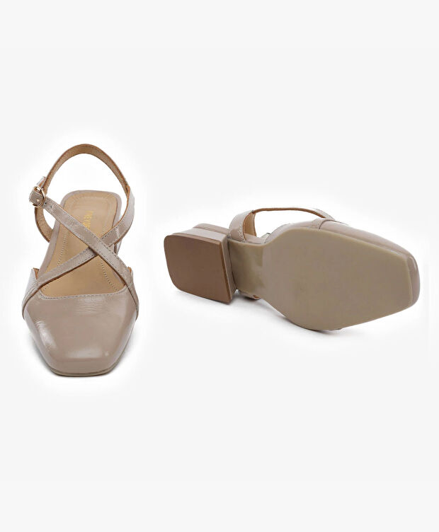 Kadın Vizon Kırışık Rugan Hakiki Deri Babet - 6