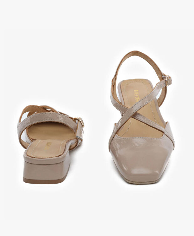 Kadın Vizon Kırışık Rugan Hakiki Deri Babet - 7