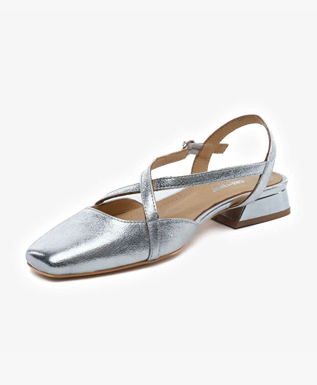 Kadın Gümüş Hakiki Deri Babet - 3