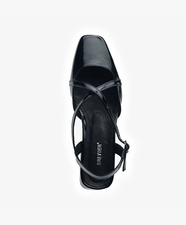 Kadın Siyah Kırışık Rugan Hakiki Deri Babet - 4