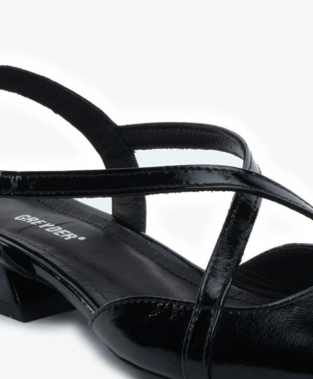 Kadın Siyah Kırışık Rugan Hakiki Deri Babet - 5