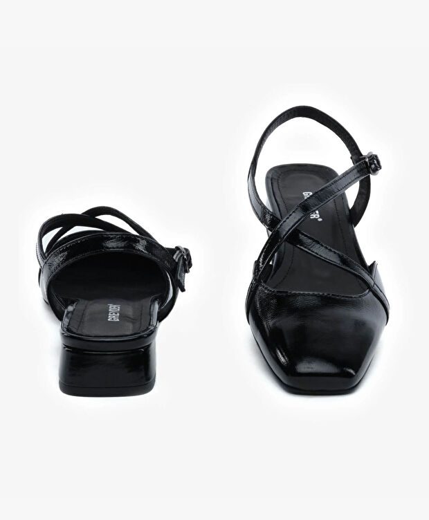 Kadın Siyah Kırışık Rugan Hakiki Deri Babet - 7