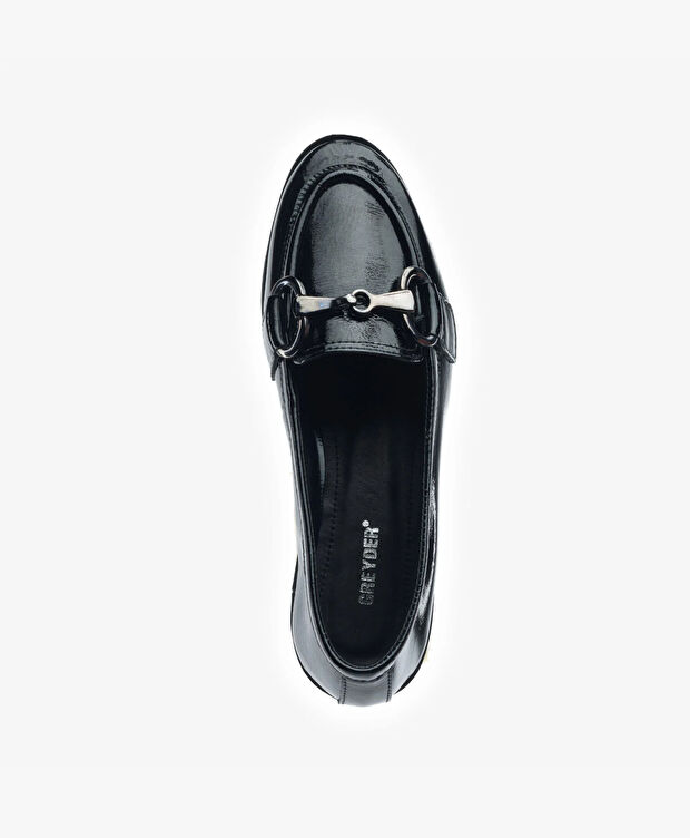 Kadın Siyah Kırışık Rugan Hakiki Deri Casual Ayakkabı - 4