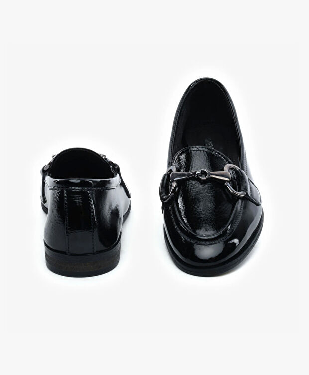 Kadın Siyah Kırışık Rugan Hakiki Deri Casual Ayakkabı - 7