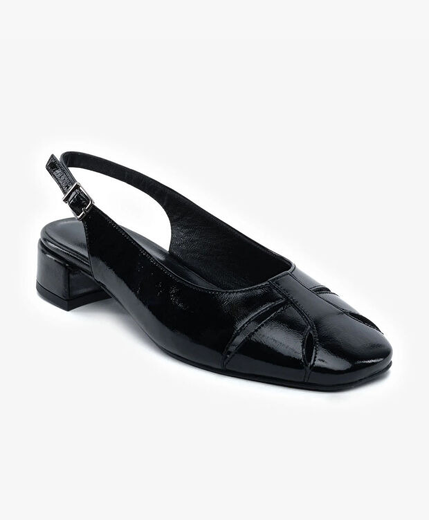 Kadın Siyah Kırışık Rugan Hakiki Deri Babet - 2