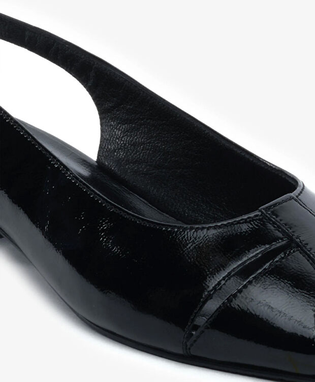 Kadın Siyah Kırışık Rugan Hakiki Deri Babet - 5