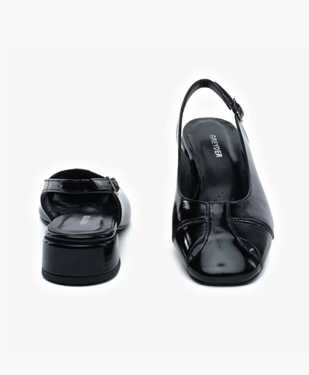 Kadın Siyah Kırışık Rugan Hakiki Deri Babet - 7