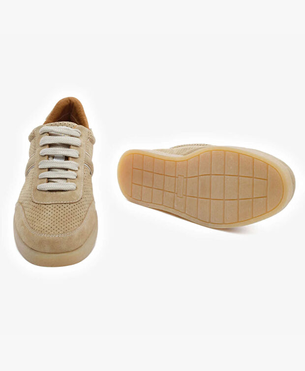 Kadın Bej Hakiki Deri Sneaker Ayakkabı - 6