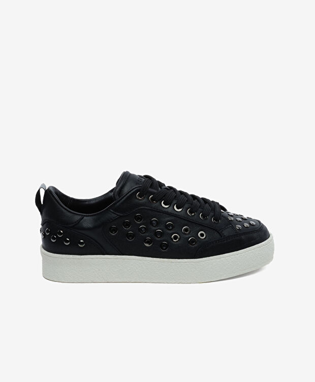 Kadın Siyah Hakiki Deri Sneaker Ayakkabı - 1