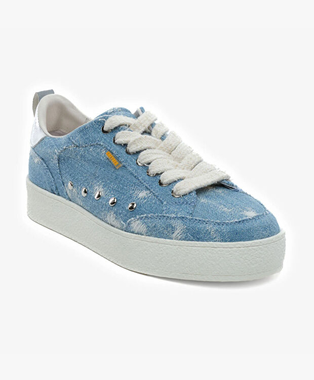 Kadın Mavi Hakiki Deri Sneaker Ayakkabı - 2