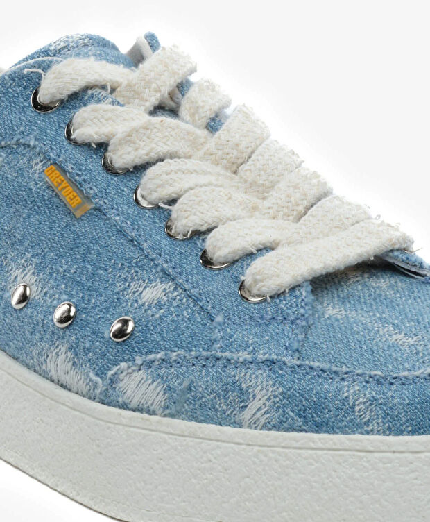 Kadın Mavi Hakiki Deri Sneaker Ayakkabı - 5