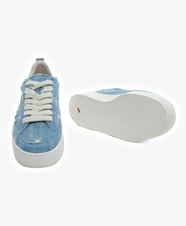 Kadın Mavi Hakiki Deri Sneaker Ayakkabı - 6