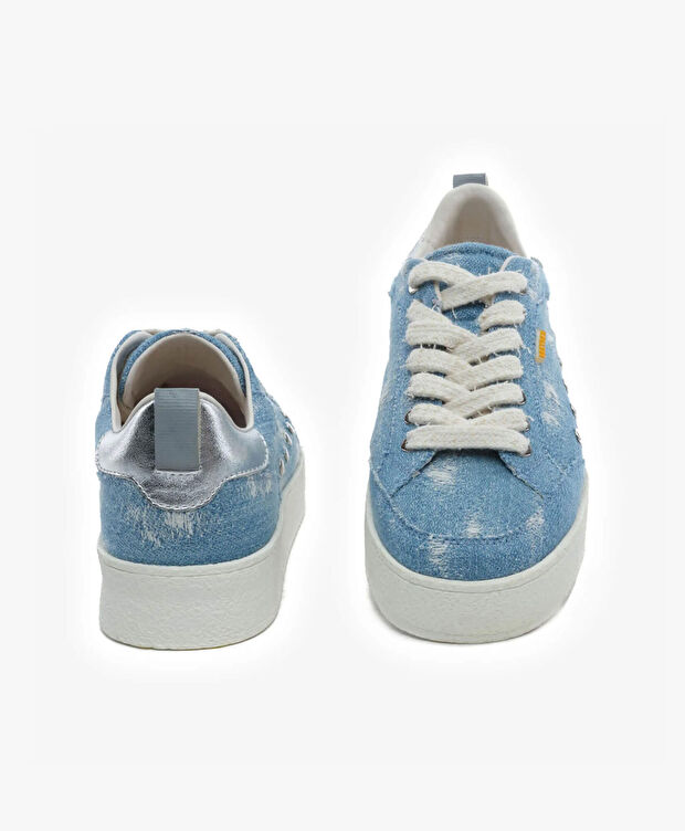 Kadın Mavi Hakiki Deri Sneaker Ayakkabı - 7