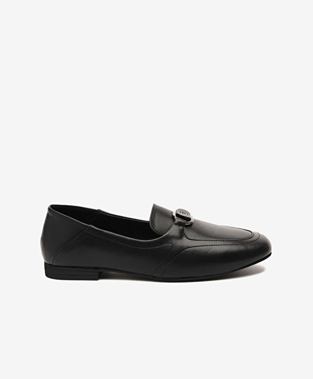 Kadın Siyah Hakiki Deri Loafer Ayakkabı - 1