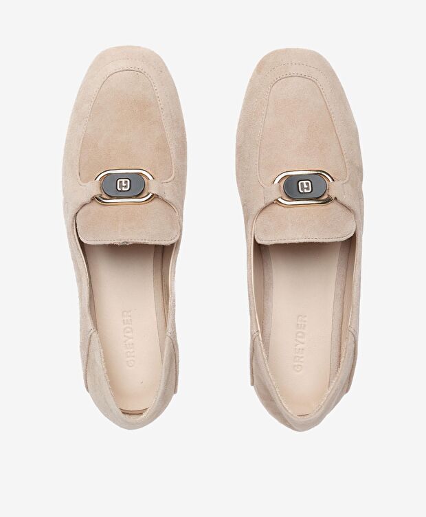 Kadın Bej Süet Hakiki Deri Loafer Ayakkabı - 5