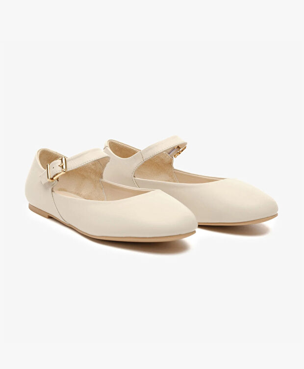 Kadın Bej Hakiki Deri Babet - 3