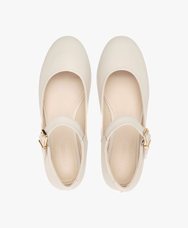 Kadın Bej Hakiki Deri Babet - 5