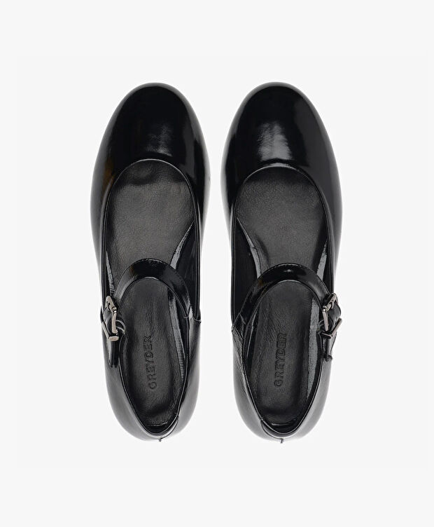 Kadın Siyah Kırışık Rugan Hakiki Deri Babet - 5