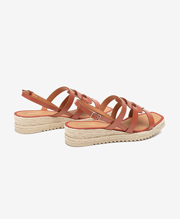 Kadın Taba Hakiki Deri Sandalet - 4