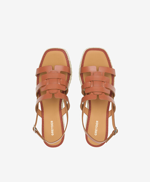 Kadın Taba Hakiki Deri Sandalet - 5