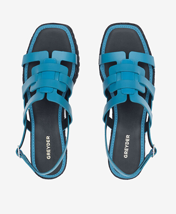 Kadın Turkuaz Hakiki Deri Sandalet - 5