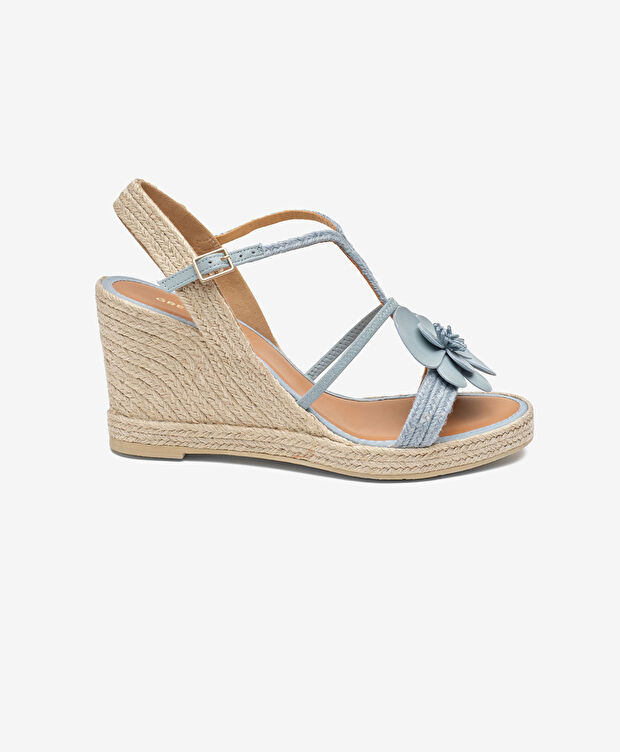 Kadın Mavi Hakiki Deri Topuklu Sandalet - 1