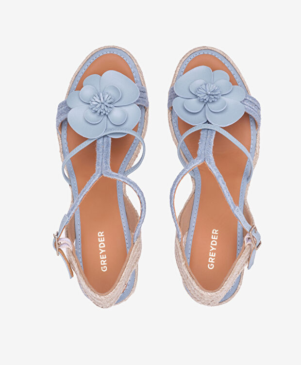 Kadın Mavi Hakiki Deri Topuklu Sandalet - 5