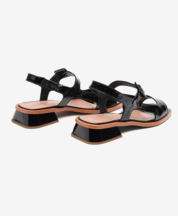 Kadın Siyah Hakiki Deri Sandalet - 4