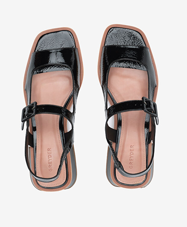 Kadın Siyah Hakiki Deri Sandalet - 5