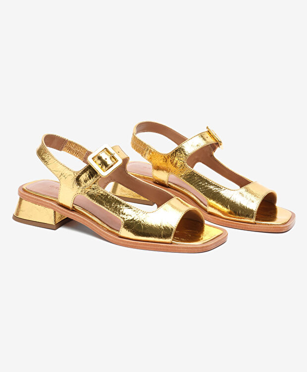 Kadın Altın Hakiki Deri Sandalet - 3