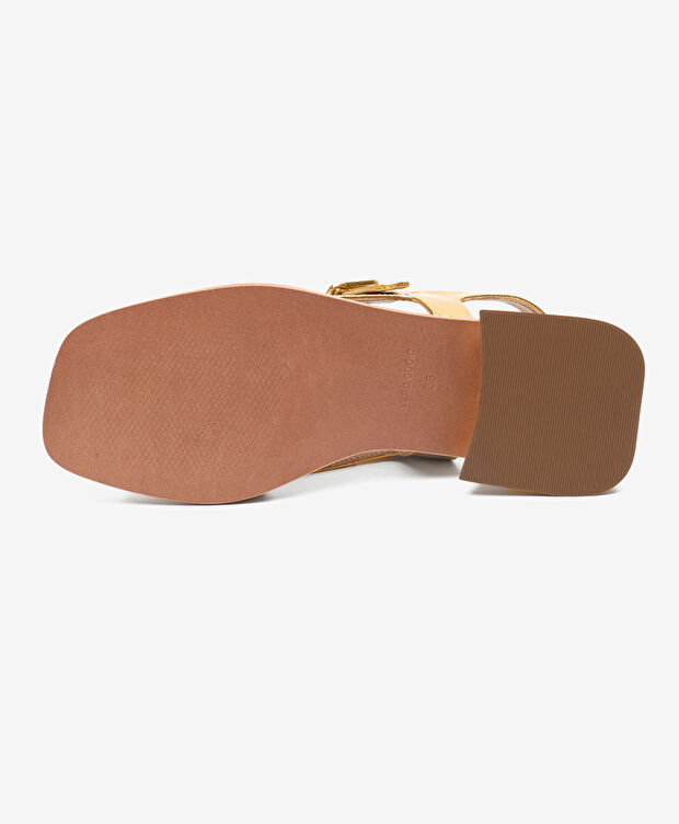 Kadın Altın Hakiki Deri Sandalet - 6