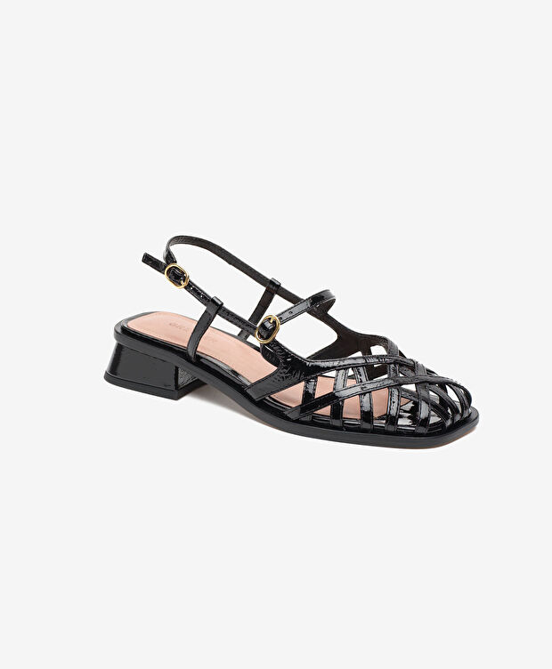 Kadın Siyah Hakiki Deri Topuklu Sandalet - 2