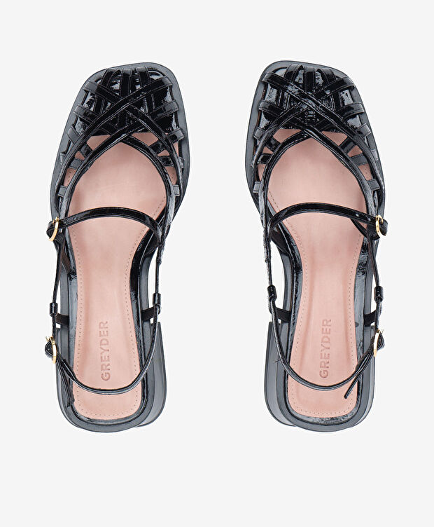 Kadın Siyah Hakiki Deri Topuklu Sandalet - 5