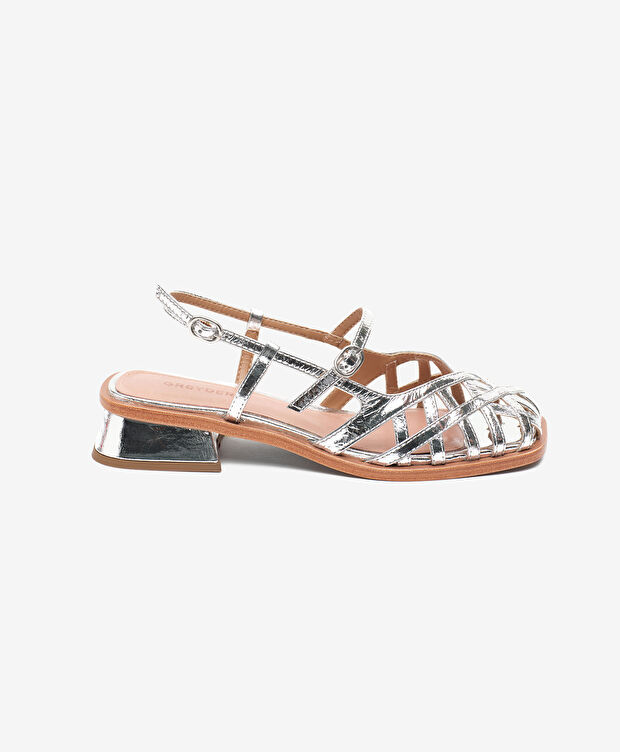 Kadın Gümüş Hakiki Deri Sandalet - 1