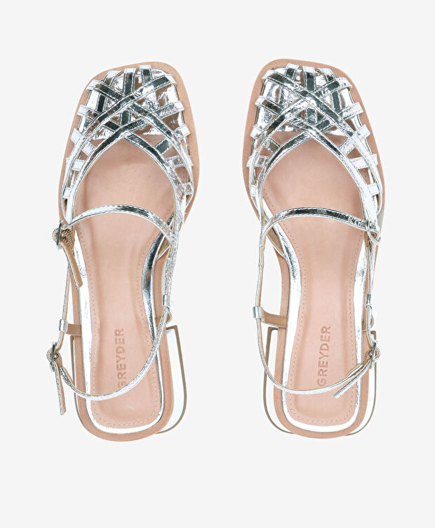 Kadın Gümüş Hakiki Deri Sandalet - 5