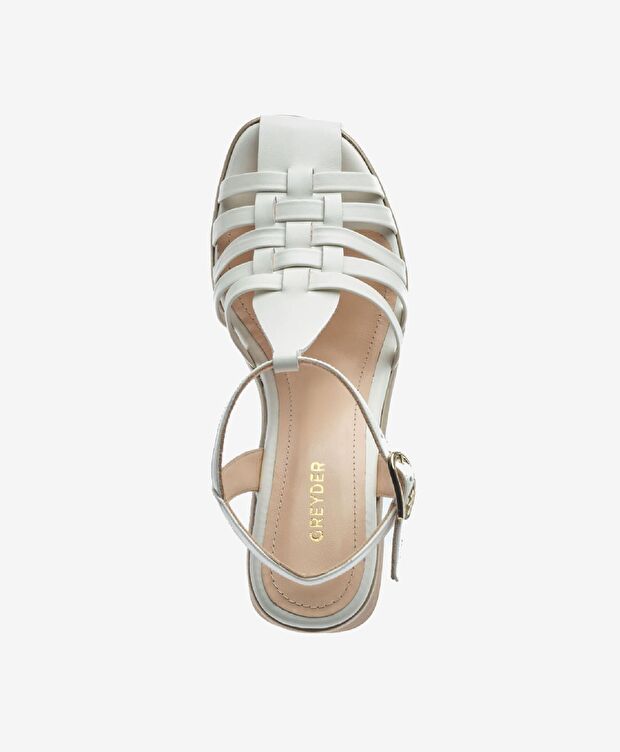 Kadın Beyaz Hakiki Deri Topuklu Sandalet - 4