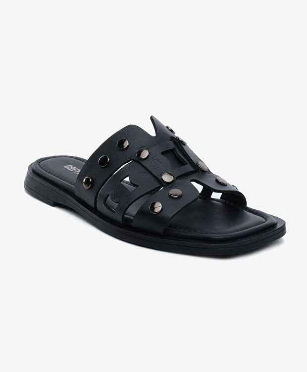 Kadın Siyah Hakiki Deri Terlik - 2