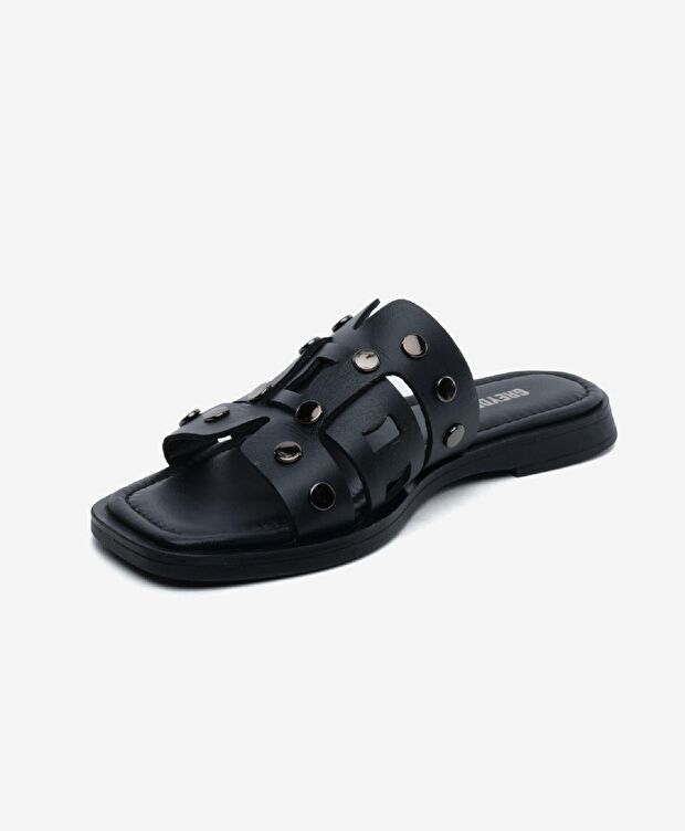 Kadın Siyah Hakiki Deri Terlik - 3