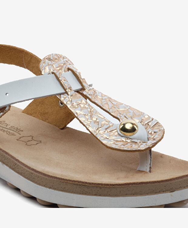 Kadın Rose Altın Hakiki Deri Sandalet - 5