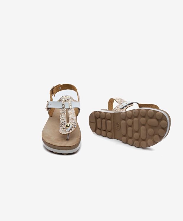 Kadın Rose Altın Hakiki Deri Sandalet - 6