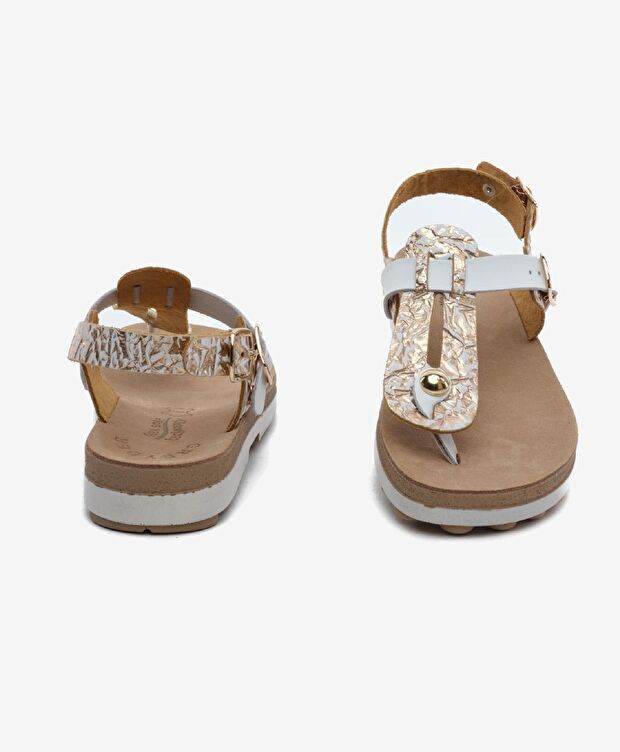 Kadın Rose Altın Hakiki Deri Sandalet - 7